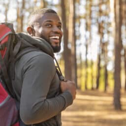 Happy man on a nature hike